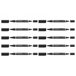 Staedtler 348 Lumocolor Permanent Duo Markers - Black - Box of 10