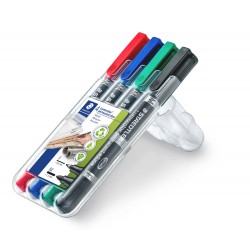 Staedtler 348 Lumocolor Duo Permanent Markers - Assorted Colours - Wallet of 4