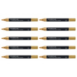 Staedtler 349 Lumocolor Paint Markers - Gold - Box of 10