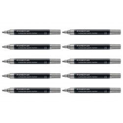 Staedtler 349 Lumocolor Paint Markers - Silver - Box of 10