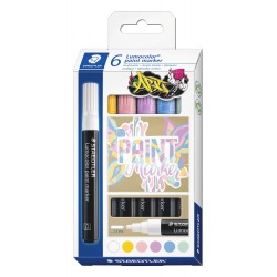 Staedtler 349 Lumocolor Paint Markers - Assorted Colours - Pack of 6