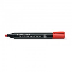 Staedtler 350 Lumocolor Permanent Markers - Chisel Tip - Red - Box of 10