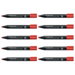 Staedtler 350 Lumocolor Permanent Markers - Chisel Tip - Red - Box of 10