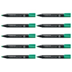 Staedtler 350 Lumocolor Permanent Markers - Chisel Tip - Green - Box of 10