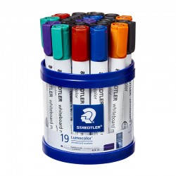 Staedtler Whiteboard Marker 351 Bullet Assorted Colours - Cup of 19