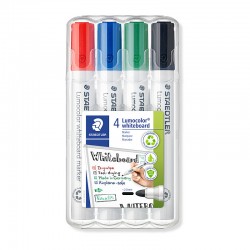 Staedtler LumoColor Non-Permanent Whiteboard Markers - Pack of 4 - Assorted Colours