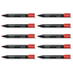 Staedtler Permanent Markers 352 Bullet Tip - Red - Box of 10