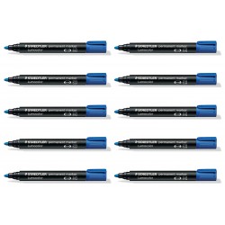 Staedtler 352 Permanent Markers - Bullet Tip - Blue - Box of 10