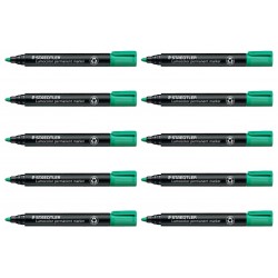 Staedtler 352 Permanent Markers - Bullet Tip - Green - Box of 10