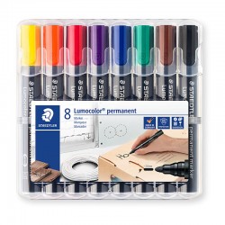 Staedtler 352 Permanent Markers - Bullet Tip - Assorted Colours - Wallet of 8