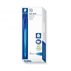 Staedtler Ballpoint Pens 4230 M Blue - Retractable Triangular - Box of 10