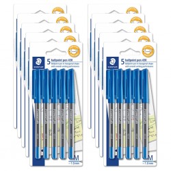 Staedtler Ballpoint Pens 430 Medium Blue - Pack of 5 - Box of 10