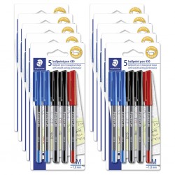 Staedtler Ballpoint Pens 430 Medium Black - Pack of 5 - Box of 10