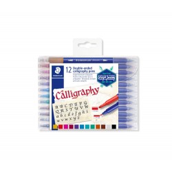 Staedtler 3005 Double-Ended Calligraphy Pens - Assorted Colours - Box of 24