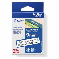2 Pack Brother TZe-221 Black on White Laminated Label Tapes - 9mm x 8m