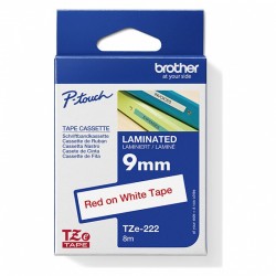 3 Pack Brother TZe-222 Red on White Laminated Label Tape - 9mm x 8m