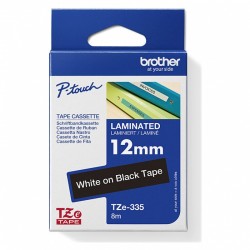 2 Pack Brother TZe-335 White on Black Laminated Label Tape - 12mm x 8m