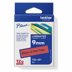 5 Pack Brother TZe-421 Black on Red Laminated Label Tape - 9mm x 8m