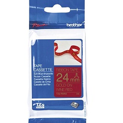 Brother TZe-RW54 Gold on Wine Red Ribbon Label Tape - 24mm x 4m