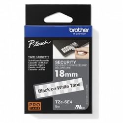 3 Pack Brother TZe-SE4 Black on White Security Label Tape - 18mm x 8m