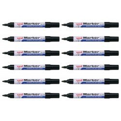 uni Permanent Markers 520 Bullet Tip - Black - Box of 12