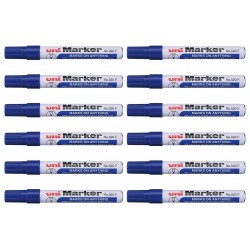 uni 520 Permanent Markers - Bullet Tip - Blue - Box of 12