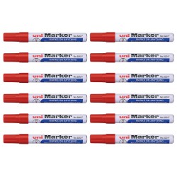 uni 520 Permanent Markers - Bullet Tip - Red - Box of 12