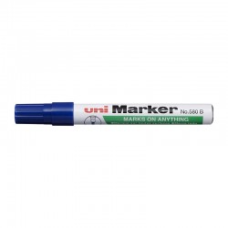 uni 580 Permanent Markers - Chisel Tip - Blue - Box of 12