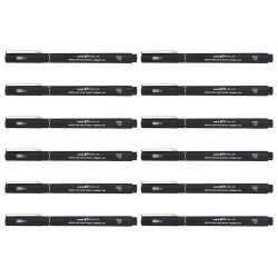 uni Pin Fineliner Pens 0.1 Black - Box of 12