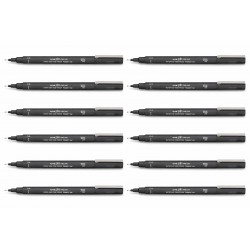 uni Pin Fineliner Pens 0.4 Black - Box of 12