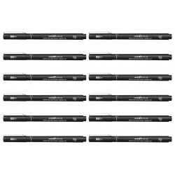 uni Pin Fineliner Pens 0.7 Black - Box of 12