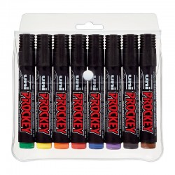 uni Prockey Permanent Markers PM-122 Bullet Tip - Assorted Colours - Wallet of 8