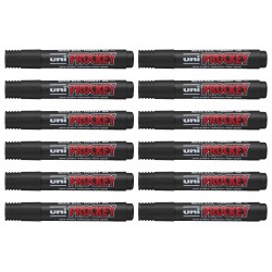 uni Prockey Permanent Markers PM-122 Bullet Tip - Black - Box of 12
