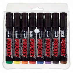 uni Prockey Permanent Markers PM-126 Chisel Tip - Assorted Colours - Wallet of 8