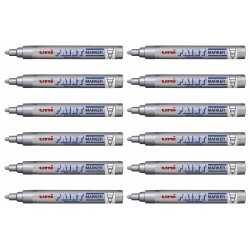 uni Paint Markers PX-20 Medium Bullet Tip - Silver - Box of 12