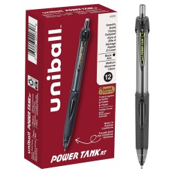 uni Power Tank Retractable Ballpoint Pens 1.0 Black - Box of 12