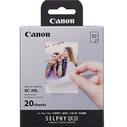Canon XC-20L Colour Ink & Label Set - 20 Sheets of 54 x 85mm Sticky Photo Paper