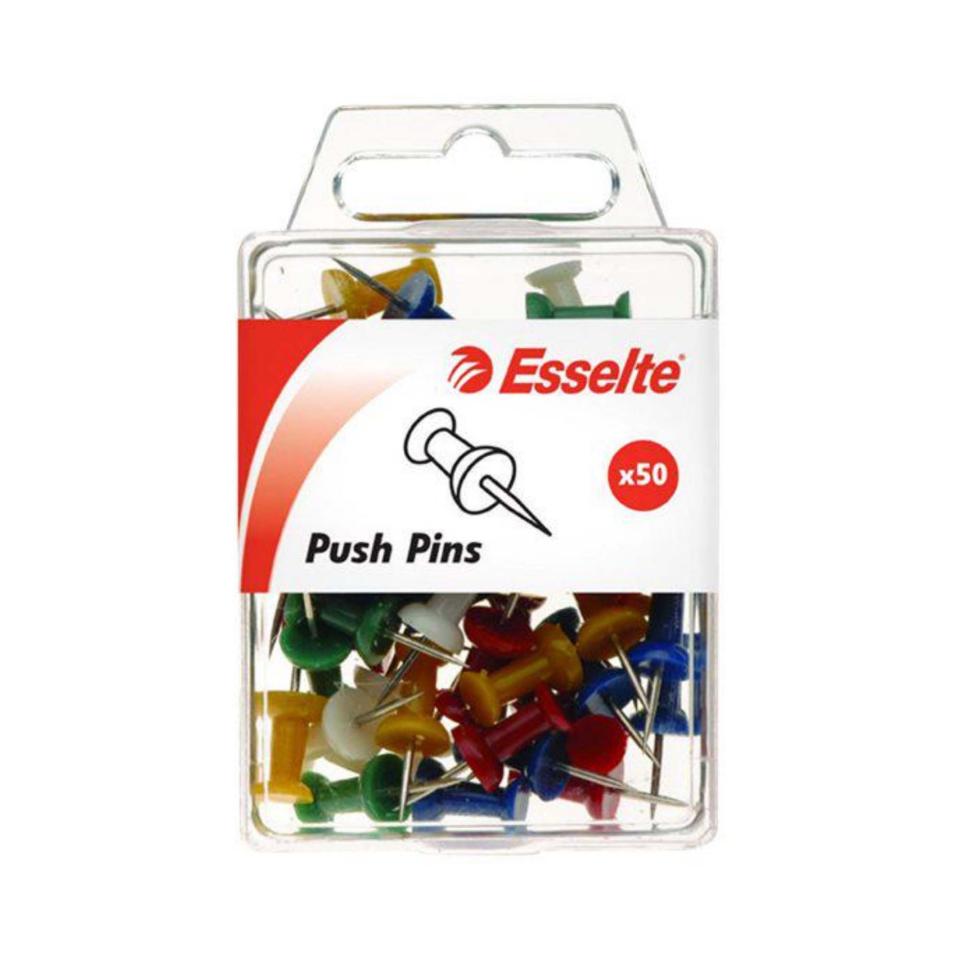 Esselte Assorted Colours Push Pins - Box of 50
